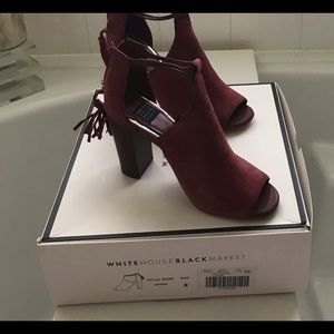 Gently used, WHBM, Branded Cherry Suede Booties